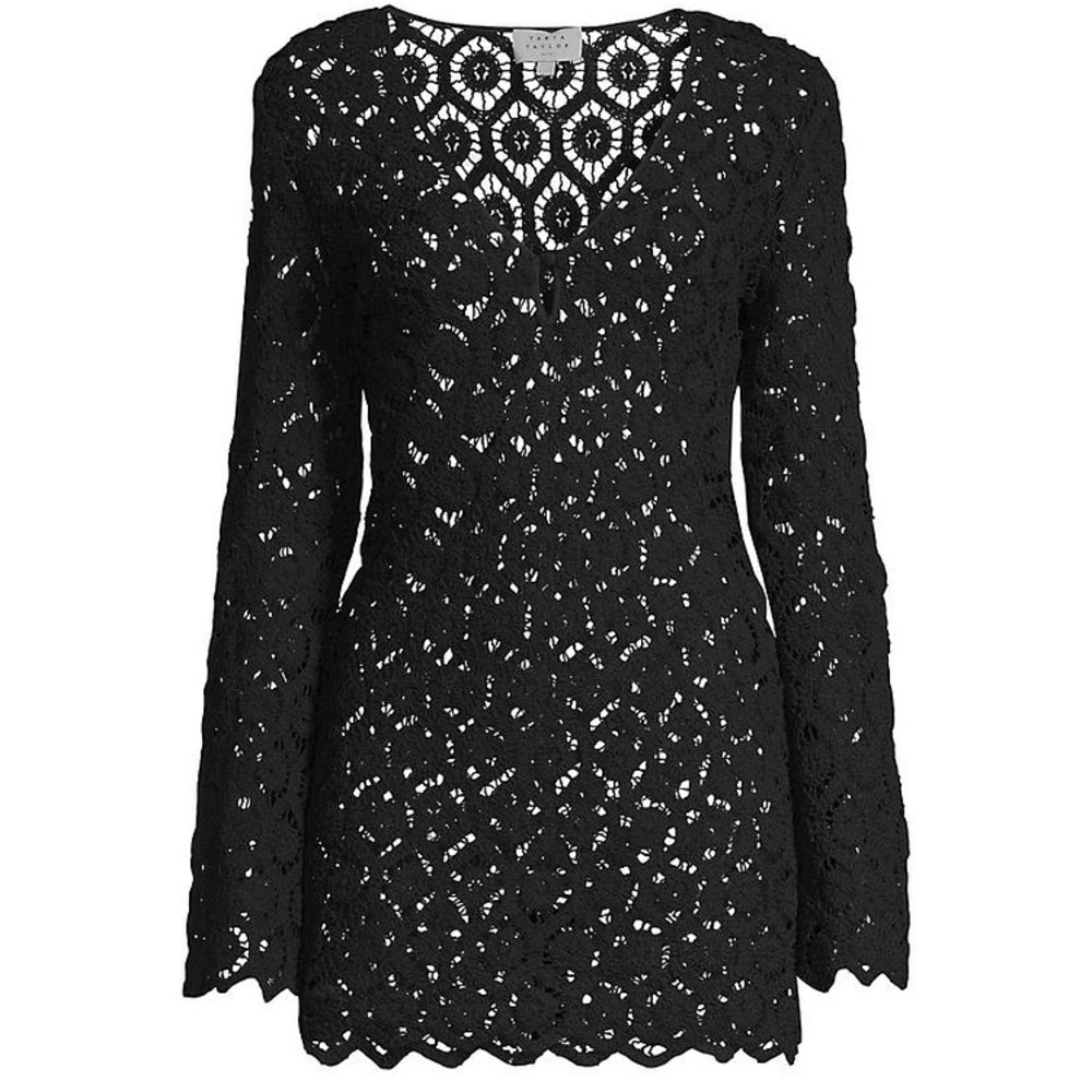 NWT TANYA TAYLOR MILEY MINI COVER UP DRESS, BLACK - SIZE M